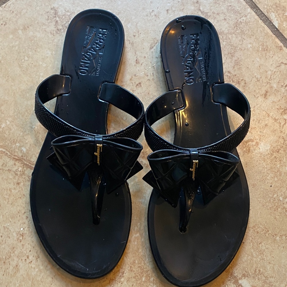 Salvatore Ferragamo Black Bow Sandals